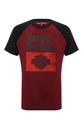 Мужская хлопковая футболка HARLEY-DAVIDSON бордового цвета, арт. 96180-22VM | Фото 1 (Материал внешний: Хлопок; Принт: С принтом; Рукава: Короткие)