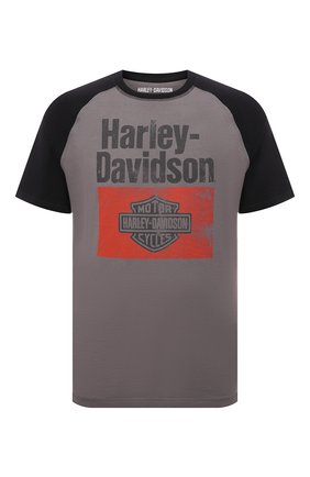 Мужская хлопковая футболка HARLEY-DAVIDSON серого цвета, арт. 96181-22VM | Фото 1 (Материал внешний: Хлопок; Принт: С принтом; Рукава: Короткие)