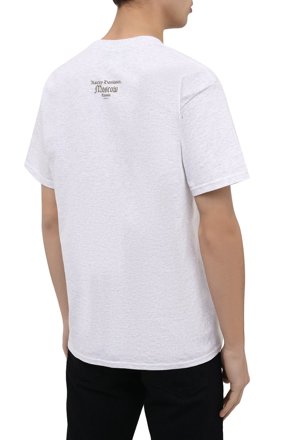 Мужская хлопковая футболка HARLEY-DAVIDSON светло-серого цвета, арт. R004146 | Фото 4 (Рукава: Короткие; Принт: С принтом; Материал внешний: Хлопок)