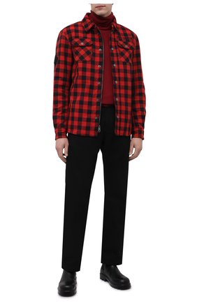 Мужская куртка-рубашка HARLEY-DAVIDSON красного цвета, арт. 97102-22VM | Фото 2 (Материал подклада: Синтетический материал; Материал внешний: Хлопок; Кросс-КТ: Куртка, Ветровка; Длина (верхняя одежда): Короткие; Стили: Гранж)