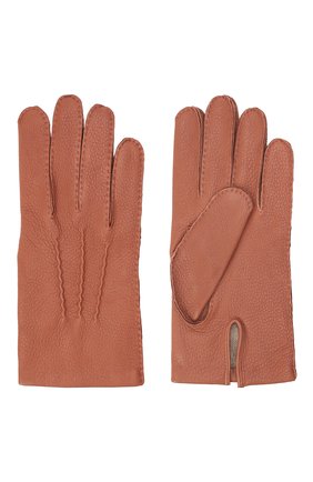 Мужские кожаные перчатки DENTS светло-коричневого цвета, арт. 5-1545 | Фото 2 (Мужское Кросс-КТ: Кожа и замша; Материал: Натуральная кожа)