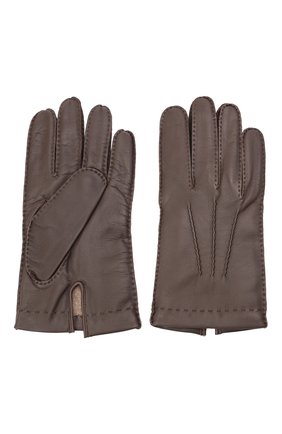 Мужские кожаные перчатки DENTS темно-коричневого цвета, арт. 5-9201 | Фото 2 (Мужское Кросс-КТ: Кожа и замша; Материал: Натуральная кожа)