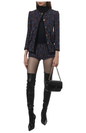 Женский шерстяной жакет SAINT LAURENT разноцветного цвета по цене 423000 руб., арт. 668534/Y7D17 | Фото 2 Женский шерстяной жакет SAINT LAURENT разноцветного цвета, арт. 668534/Y7D17 | Фото 2 (Длина (для топов): Стандартные; Материал внешний: Шерсть; Рукава: Длинные; Материал подклада: Шелк; Женское Кросс-КТ: Жакет-одежда; 1-2-бортные: Однобортные; Стили: Ретро; Случай: Вечерний)