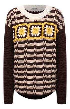 Женский шерстяной свитер MIU MIU коричневого цвета по цене 230000 руб., арт. MML515-1ZUI-F0038 | Фото 1