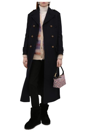 Женское шерстяное пальто MIU MIU синего цвета, арт. MS1867-180-F0008 | Фото 2 (Длина (верхняя одежда): Длинные; Материал внешний: Шерсть; Рукава: Длинные; Стили: Классический; 1-2-бортные: Двубортные)