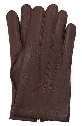 Мужские кожаные перчатки DENTS темно-коричневого цвета, арт. 5-1542 | Фото 1 (Мужское Кросс-КТ: Кожа и замша; Материал: Натуральная кожа)