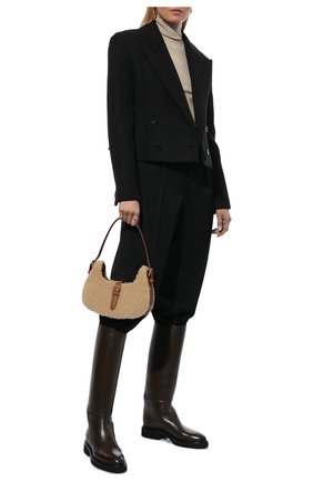 Женская сумка fermoir SAINT LAURENT коричневого цвета, арт. 672615/29X3W | Фото 3 (Материал: Натуральный мех; Сумки-технические: Сумки top-handle; Размер: small)