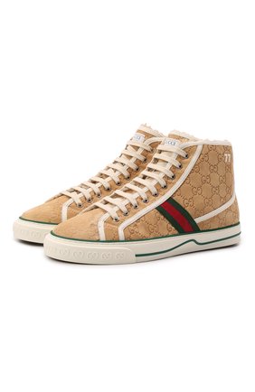 Мужские замшевые кеды tennis 1977 GUCCI бежевого цвета по цене 68200 руб., арт. 649335/UJ510 | Фото 1 Мужские замшевые кеды tennis 1977 GUCCI бежевого цвета, арт. 649335/UJ510 | Фото 1 (Подошва: Плоская; Материал внешний: Кожа, Замша; Материал утеплителя: Натуральный мех)