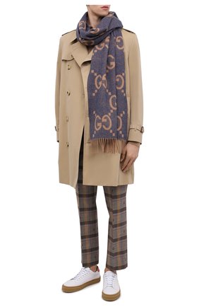 Мужской кашемировый шарф GUCCI синего цвета по цене 69950 руб., арт. 674275/4GABX | Фото 2 Мужской кашемировый шарф GUCCI синего цвета, арт. 674275/4GABX | Фото 2 (Материал: Шерсть, Кашемир, Текстиль; Кросс-КТ: кашемир)