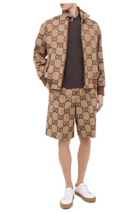 Мужские хлопковые шорты GUCCI бежевого цвета по цене 72950 руб., арт. 673181/ZAHT6 | Фото 2 Мужские хлопковые шорты GUCCI бежевого цвета, арт. 673181/ZAHT6 | Фото 2 (Материал внешний: Синтетический материал, Хлопок; Длина Шорты М: Ниже колена; Мужское Кросс-КТ: Шорты-одежда; Стили: Ретро)