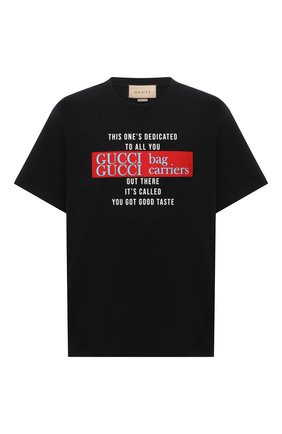 Мужская хлопковая футболка GUCCI черного цвета по цене 34250 руб., арт. 616036/XJD1E | Фото 1 Мужская хлопковая футболка GUCCI черного цвета, арт. 616036/XJD1E | Фото 1 (Материал внешний: Хлопок; Длина (для топов): Стандартные; Рукава: Короткие; Принт: С принтом; Стили: Спорт-шик, Гранж)