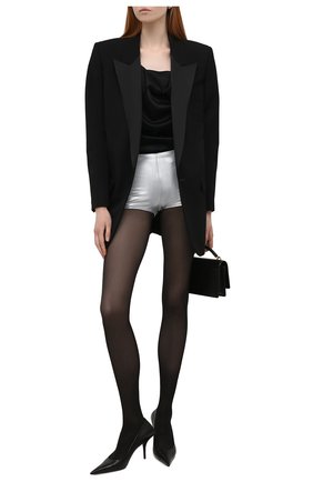Женские шорты SAINT LAURENT серебряного цвета по цене 37550 руб., арт. 670131/Y6D33 | Фото 2 Женские шорты SAINT LAURENT серебряного цвета, арт. 670131/Y6D33 | Фото 2 (Длина Ж (юбки, платья, шорты): Мини; Материал внешний: Синтетический материал; Материал подклада: Синтетический материал; Стили: Гламурный; Женское Кросс-КТ: Шорты-одежда)