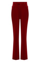 Женские бархатные брюки GUCCI красного цвета, арт. 675762/ZAH1H | Фото 1 (Длина (брюки, джинсы): Удлиненные; Стили: Гламурный; Женское Кросс-КТ: Брюки-одежда; Силуэт Ж (брюки и джинсы): Расклешенные; Материал внешний: Хлопок)