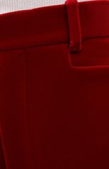 Женские бархатные брюки GUCCI красного цвета, арт. 675762/ZAH1H | Фото 5 (Длина (брюки, джинсы): Удлиненные; Стили: Гламурный; Женское Кросс-КТ: Брюки-одежда; Силуэт Ж (брюки и джинсы): Расклешенные; Материал внешний: Хлопок)