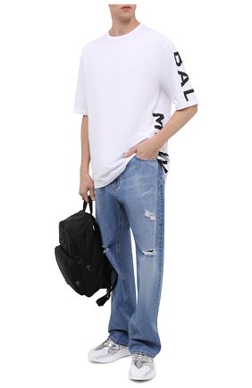 Мужская хлопковая футболка BALMAIN белого цвета, арт. XH1EH015/BB15 | Фото 2 (Материал внешний: Хлопок; Длина (для топов): Удлиненные; Рукава: Короткие; Принт: С принтом; Стили: Спорт-шик)