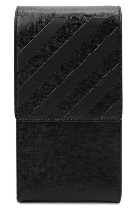 Кожаный чехол для iphone OFF-WHITE черного цвета, арт. 0MNM013F21LEA001 | Фото 1 (Женское Кросс-КТ: Кожа iPhone; Материал: Натуральная кожа)