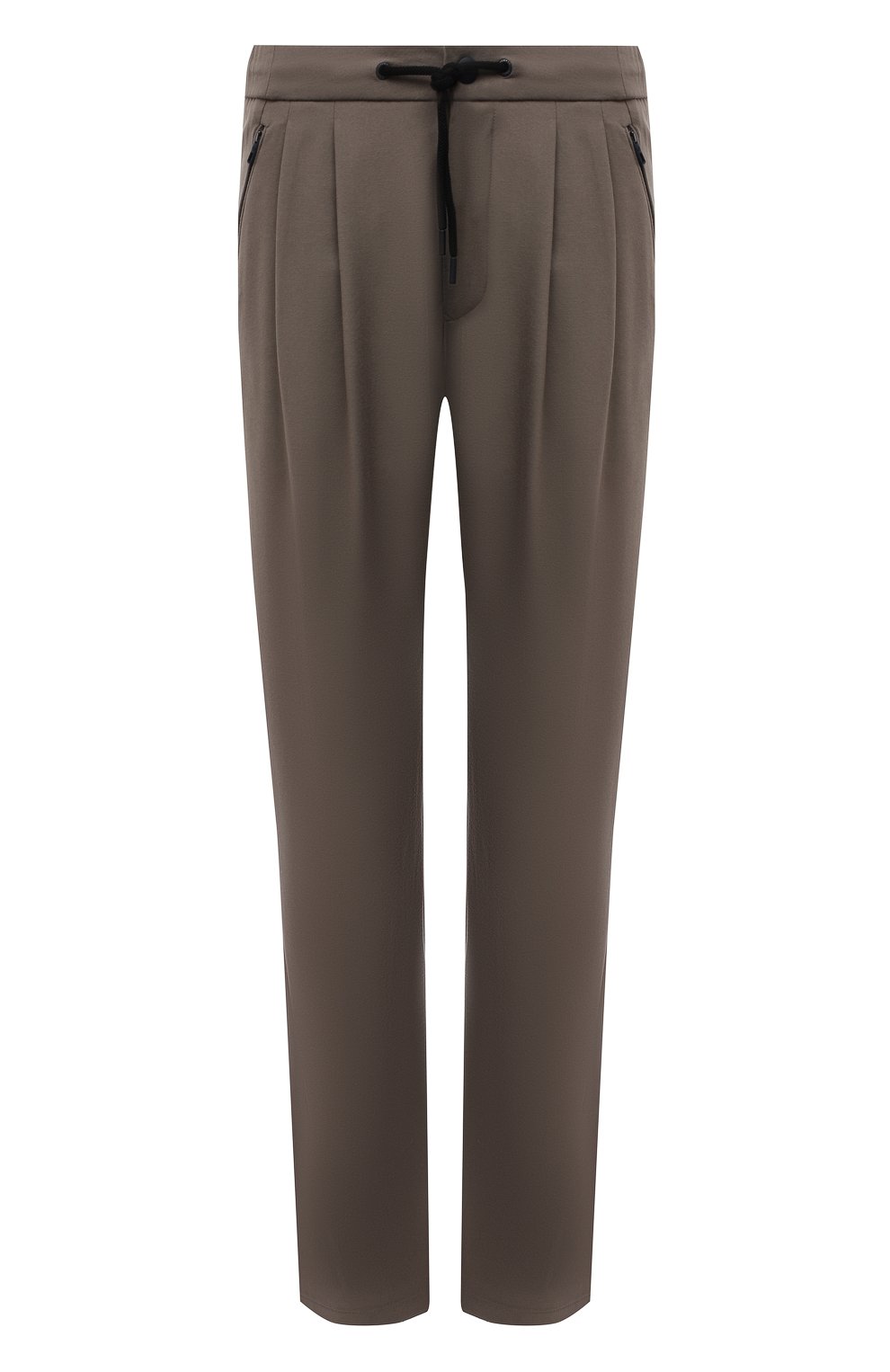 Мужские шерстяные брюки GIORGIO ARMANI темно-бежевого цвета, арт. 1WGPP0JA/T004K | Фото 1 (Материал внешний: Шерсть; Длина (брюки, джинсы): Стандартные; Случай: Повседневный; Стили: Кэжуэл)