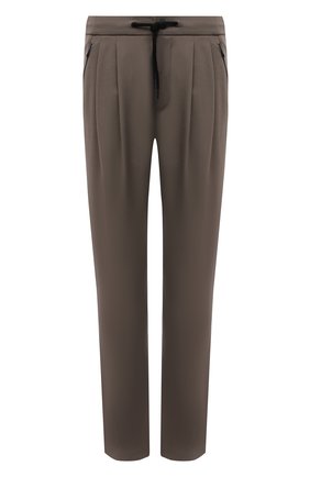Мужские шерстяные брюки GIORGIO ARMANI темно-бежевого цвета, арт. 1WGPP0JA/T004K | Фото 1 (Материал внешний: Шерсть; Длина (брюки, джинсы): Стандартные; Случай: Повседневный; Стили: Кэжуэл)