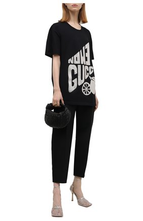 Женская хлопковая футболка GUCCI черного цвета по цене 83800 руб., арт. 615044/XJDZ4 | Фото 2 Женская хлопковая футболка GUCCI черного цвета, арт. 615044/XJDZ4 | Фото 2 (Длина (для топов): Удлиненные; Материал внешний: Хлопок; Рукава: Короткие; Женское Кросс-КТ: Футболка-одежда; Принт: С принтом; Стили: Гранж)