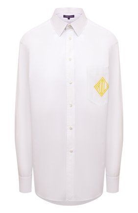 Женская хлопковая рубашка RALPH LAUREN белого цвета, арт. 290865271 | Фото 1 (Рукава: Длинные; Материал внешний: Хлопок; Длина (для топов): Удлиненные; Женское Кросс-КТ: Рубашка-одежда; Стили: Кэжуэл, Классический; Принт: Без принта; Региональные ограничения белый список (Axapta Mercury): RU)