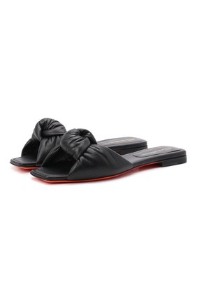 Женские кожаные шлепанцы SANTONI черного цвета по цене 39950 руб., арт. WH0N59826HA1TPPTN01 | Фото 1 Женские кожаные шлепанцы SANTONI черного цвета, арт. WH0N59826HA1TPPTN01 | Фото 1 (Материал внешний: Кожа; Материал внутренний: Натуральная кожа; Подошва: Плоская; Каблук высота: Низкий)