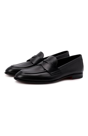 Женские кожаные лоферы SANTONI черного цвета по цене 44350 руб., арт. WUSF59962HAFSLGAN01 | Фото 1 Женские кожаные лоферы SANTONI черного цвета, арт. WUSF59962HAFSLGAN01 | Фото 1 (Каблук высота: Низкий; Материал внутренний: Натуральная кожа; Подошва: Плоская; Материал внешний: Кожа)