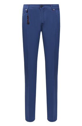 Мужские брюки из хлопка и шелка MARCO PESCAROLO синего цвета, арт. NERAN0M18/ZIP/4501 | Фото 1 (Материал внешний: Хлопок; Длина (брюки, джинсы): Стандартные; Случай: Повседневный; Стили: Кэжуэл; Региональные ограничения белый список (Axapta Mercury): RU)