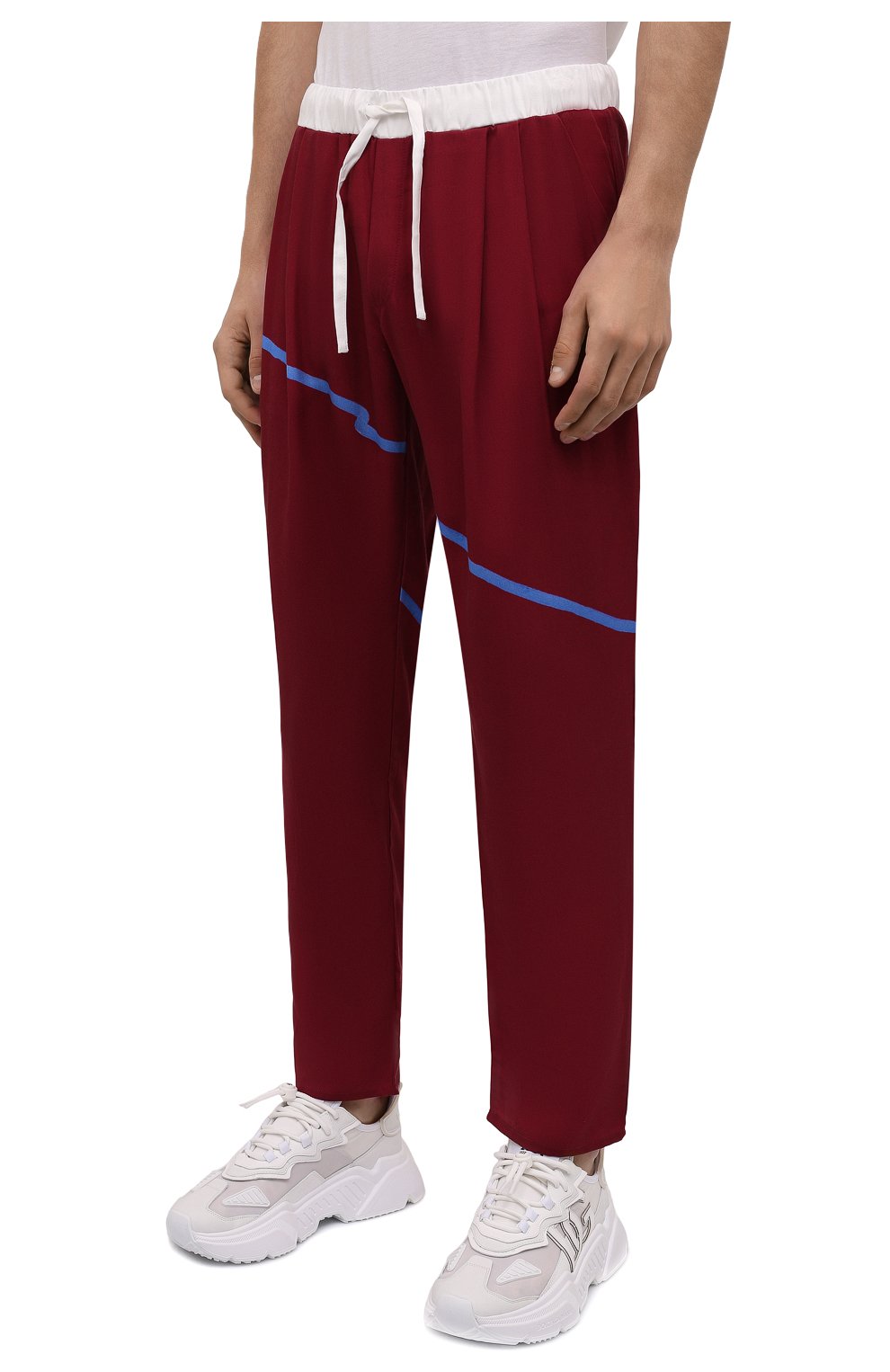 Мужские брюки LIMITATO бордового цвета, арт. H0MME 187/L0UNGE PANTS | Фото 3 (Длина (брюки, джинсы): Стандартные; Случай: Повседневный; Материал внешний: Растительное волокно; Стили: Кэжуэл)