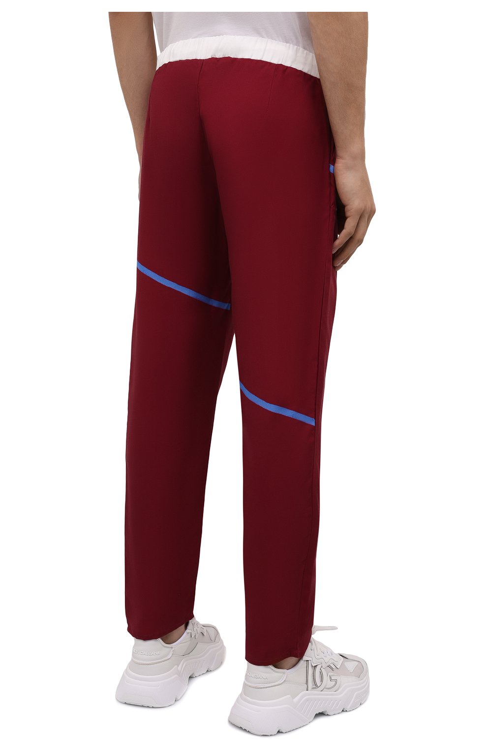 Мужские брюки LIMITATO бордового цвета, арт. H0MME 187/L0UNGE PANTS | Фото 4 (Длина (брюки, джинсы): Стандартные; Случай: Повседневный; Материал внешний: Растительное волокно; Стили: Кэжуэл)