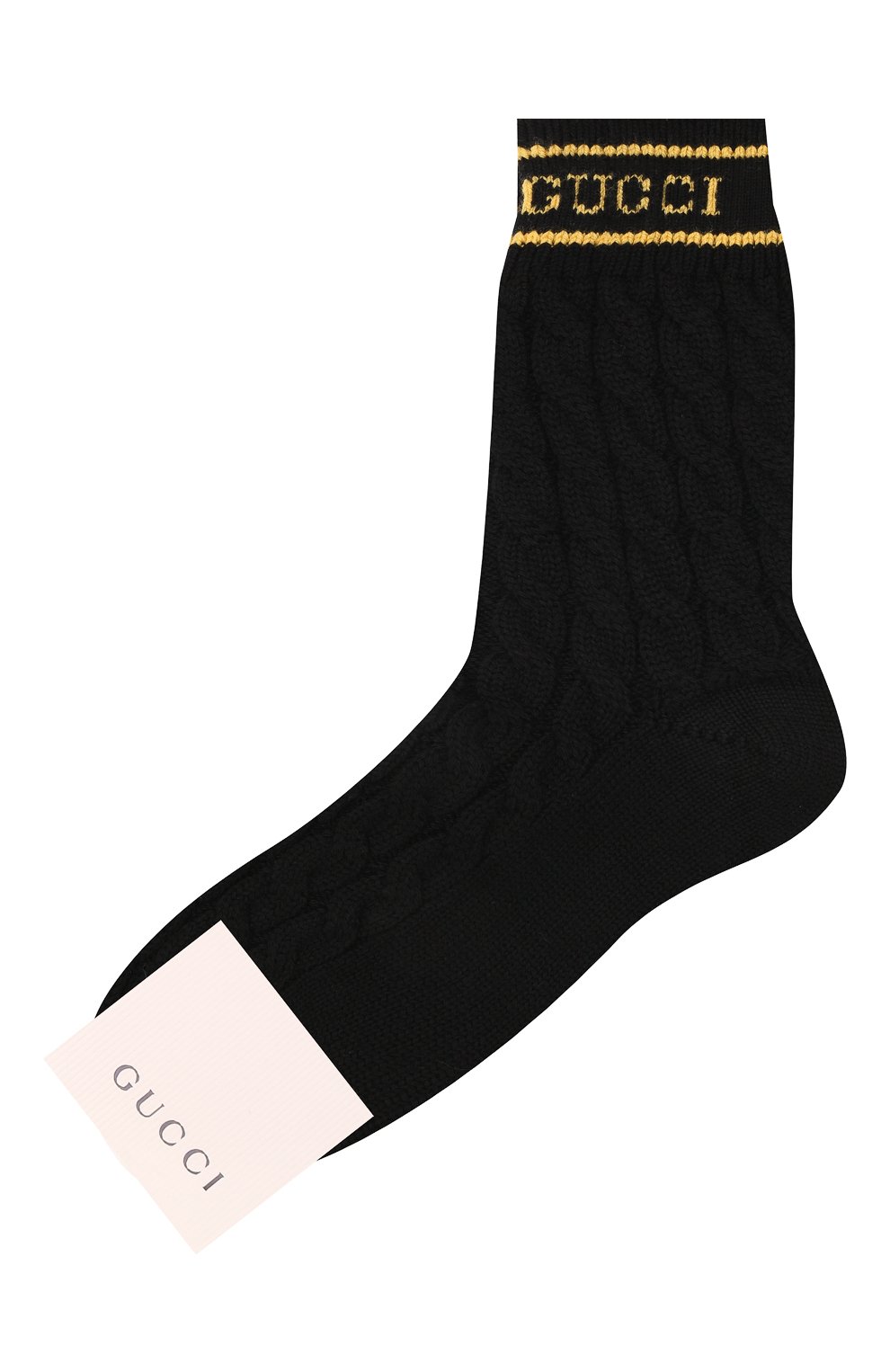 Мужские шерстяные носки GUCCI черного цвета, арт. 676826/4GB24 | Фото 1 (Материал внешний: Шерсть; Кросс-КТ: бельё)
