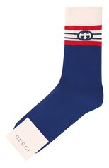 Мужские хлопковые носки GUCCI синего цвета, арт. 676824/4G293 | Фото 1 (Кросс-КТ: бельё; Материал внешний: Хлопок)
