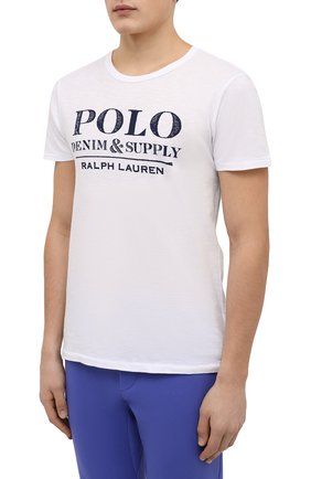 Мужская хлопковая футболка POLO RALPH LAUREN белого цвета, арт. 710858273 | Фото 3 (Рукава: Короткие; Длина (для топов): Стандартные; Принт: С принтом; Материал внешний: Хлопок; Стили: Кэжуэл)