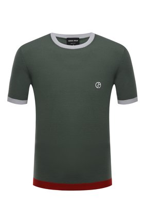 Мужской шерстяной джемпер GIORGIO ARMANI зеленого цвета по цене 89950 руб., арт. 3LSM12/SM11Z | Фото 1 Мужской шерстяной джемпер GIORGIO ARMANI зеленого цвета, арт. 3LSM12/SM11Z | Фото 1 (Рукава: Короткие; Материал внешний: Шерсть; Длина (для топов): Стандартные; Принт: Без принта; Стили: Кэжуэл; Мужское Кросс-КТ: Джемперы; Вырез: Круглый)