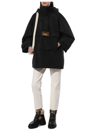 Женская куртка GUCCI черного цвета, арт. 669869/ZAIBR | Фото 2 (Кросс-КТ: Куртка, Ветровка; Материал внешний: Шелк; Рукава: Длинные; Длина (верхняя одежда): До середины бедра; Стили: Спорт-шик; Материал подклада: Вискоза)