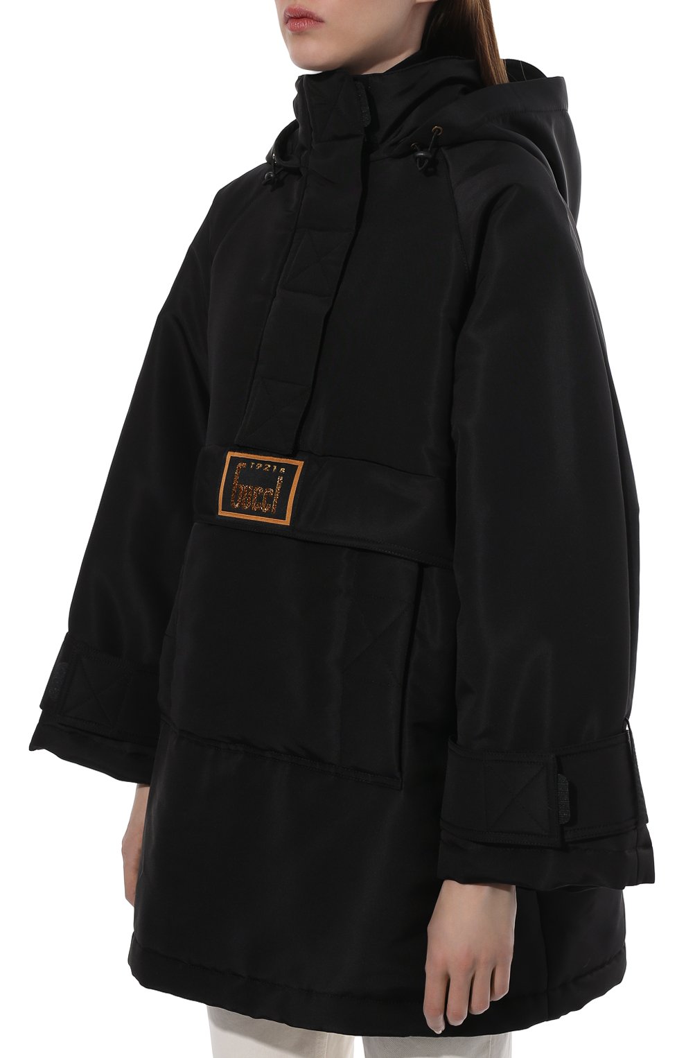 Женская куртка GUCCI черного цвета, арт. 669869/ZAIBR | Фото 3 (Кросс-КТ: Куртка, Ветровка; Материал внешний: Шелк; Рукава: Длинные; Длина (верхняя одежда): До середины бедра; Стили: Спорт-шик; Материал подклада: Вискоза)