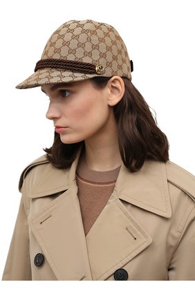 Женская кепка GUCCI бежевого цвета, арт. 678544/3HAEX | Фото 2 (Материал: Текстиль, Синтетический материал)