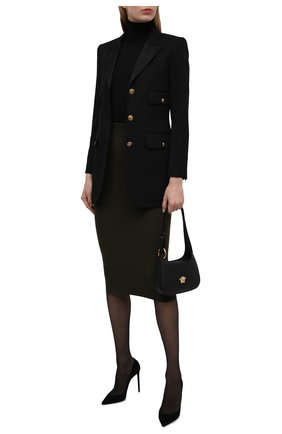 Женская юбка из кашемира и шелка TOM FORD хаки цвета по цене 95950 руб., арт. GCK097-YAX320 | Фото 2 Женская юбка из кашемира и шелка TOM FORD хаки цвета, арт. GCK097-YAX320 | Фото 2 (Материал внешний: Шерсть, Кашемир; Длина Ж (юбки, платья, шорты): Миди; Стили: Гламурный; Женское Кросс-КТ: Юбка-одежда, Юбка-карандаш)