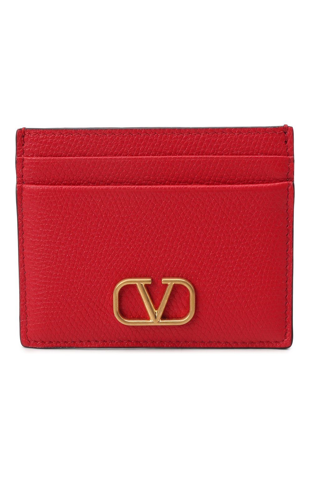 Женский кожаный футляр для кредитных карт VALENTINO красного цвета, арт. XW2P0V32/SNP | Фото 1 (Материал: Натуральная кожа)