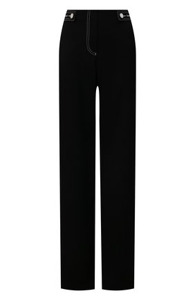 Женские брюки GIORGIO ARMANI черного цвета, арт. 2SHPP0MS/T002M | Фото 1 (Материал внешний: Синтетический материал; Длина (брюки, джинсы): Удлиненные; Стили: Кэжуэл; Женское Кросс-КТ: Брюки-одежда; Силуэт Ж (брюки и джинсы): Широкие; Региональные ограничения белый список (Axapta Mercury): RU)