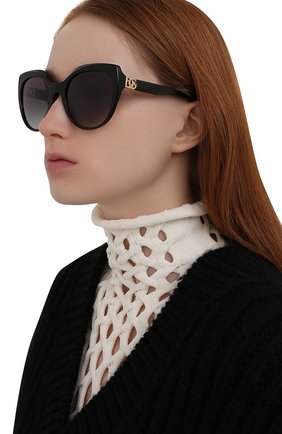 Женские солнцезащитные очки DOLCE & GABBANA черного цвета, арт. 4392F-501/8G | Фото 2 (Тип очков: С/з; Оптика Гендер: оптика-женское; Очки форма: Cat-eye)