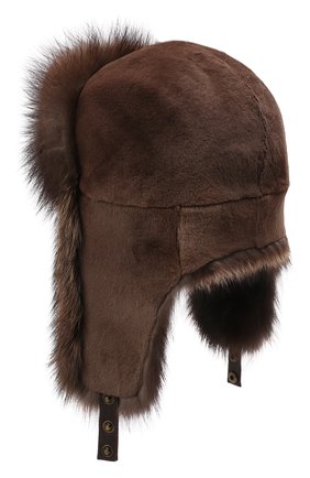 Мужская шапка-ушанка из меха норки и фишера KUSSENKOVV коричневого цвета, арт. 320516903243 | Фото 2 (Материал: Натуральный мех)