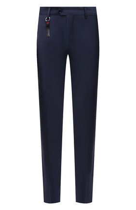 Мужские шерстяные брюки MARCO PESCAROLO темно-синего цвета, арт. SLIM80/ZIP/4511 | Фото 1 (Материал подклада: Хлопок; Длина (брюки, джинсы): Стандартные; Материал внешний: Шерсть; Случай: Повседневный; Стили: Кэжуэл; Региональные ограничения белый список (Axapta Mercury): RU)