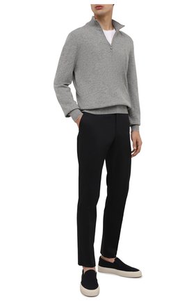 Мужские текстильные слипоны GIORGIO ARMANI темно-синего цвета по цене 58300 руб., арт. X2Y005/XN186 | Фото 2 Мужские текстильные слипоны GIORGIO ARMANI темно-синего цвета, арт. X2Y005/XN186 | Фото 2 (Материал внешний: Текстиль; Материал внутренний: Натуральная кожа; Материал утеплителя: Без утеплителя; Стили: Кэжуэл)