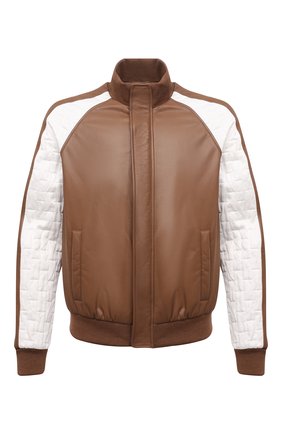 Мужской комбинированный бомбер GIORGIO ARMANI светло-коричневого цвета, арт. ISR01P/ISP01 | Фото 1 (Рукава: Длинные; Длина (верхняя одежда): Короткие; Материал подклада: Синтетический материал; Материал внешний: Натуральная кожа; Мужское Кросс-КТ: Кожа и замша, утепленные куртки; Кросс-КТ: Куртка; Принт: Без принта; Стили: Кэжуэл; Региональные ограничения белый список (Axapta Mercury): RU)