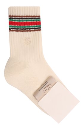 Детские хлопковые носки GUCCI кремвого цвета по цене 5905 руб., арт. 681302/3K026 | Фото 2 Детские хлопковые носки GUCCI кремвого цвета, арт. 681302/3K026 | Фото 2