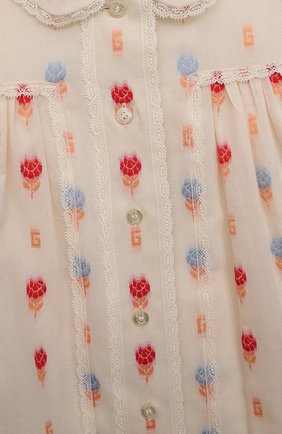 Женский хлопковое платье GUCCI кремвого цвета, арт. 680418/ZAH73/9-12M | Фото 3