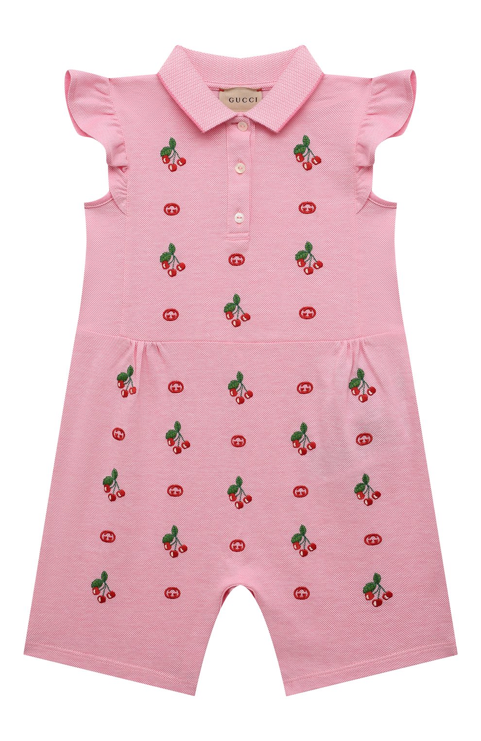 Детское хлопковый комбинезон GUCCI розового цвета, арт. 675697/XJD0Z/9-12M | Фото 1