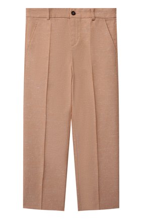 Детские льняные брюки GUCCI бежевого цвета по цене 49950 руб., арт. 671053/XWAQ8 | Фото 1 Детские льняные брюки GUCCI бежевого цвета, арт. 671053/XWAQ8 | Фото 1 (Материал внешний: Хлопок, Вискоза; Мальчики Кросс-КТ: Брюки-одежда; Случай: Повседневный; Ростовка одежда: 10 - 11 лет | 140 - 146см, 6 лет | 116 см, 8 лет | 128 см)