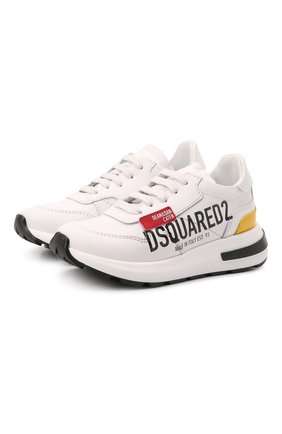 Детские кожаные кроссовки DSQUARED2 белого цвета по цене 22850 руб., арт. 70764/GINEVRA/S0FTY/SCUBA/28-35 | Фото 1 Детские кожаные кроссовки DSQUARED2 белого цвета, арт. 70764/GINEVRA/S0FTY/SCUBA/28-35 | Фото 1 (Материал внешний: Кожа; Материал внутренний: Натуральная кожа)