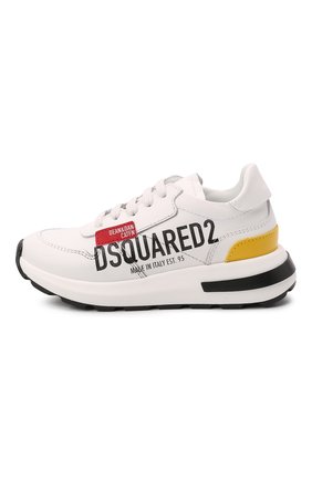 Детские кожаные кроссовки DSQUARED2 белого цвета по цене 22850 руб., арт. 70764/GINEVRA/S0FTY/SCUBA/28-35 | Фото 2 Детские кожаные кроссовки DSQUARED2 белого цвета, арт. 70764/GINEVRA/S0FTY/SCUBA/28-35 | Фото 2 (Материал внешний: Кожа; Материал внутренний: Натуральная кожа)